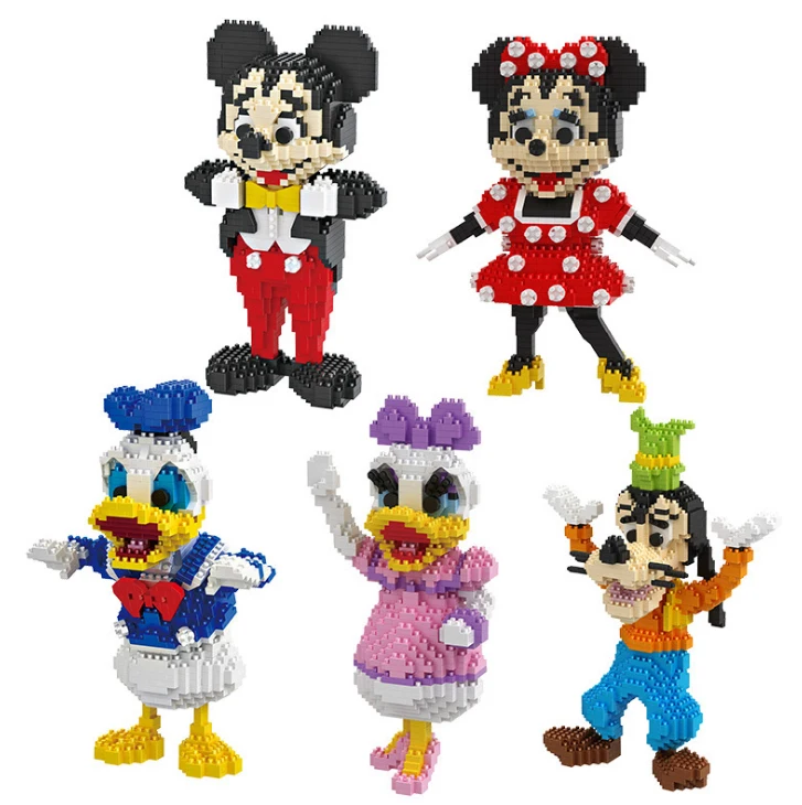 

HC Magic Blocks Cartoon Anime Mouse Duck Model DIY Nano Building Bricks Figures Mickey Kids Toys Girls Gifts
