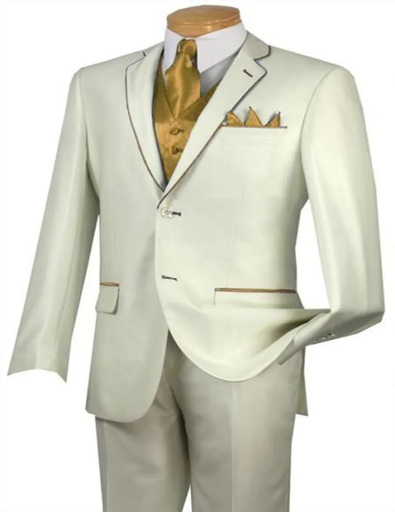 Ivory Gold 2018 Groom Tuxedo Groomsman Men Suits Party Groom Wear Best Man Suit Formal Ball