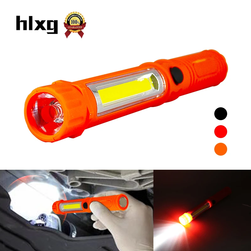 

hlxg 1pcs Torch Mini LED Light Hanheld Flashlight Car Inspection Repair Tools Multifunction COB LED Magnet Auto Emergency Lamp