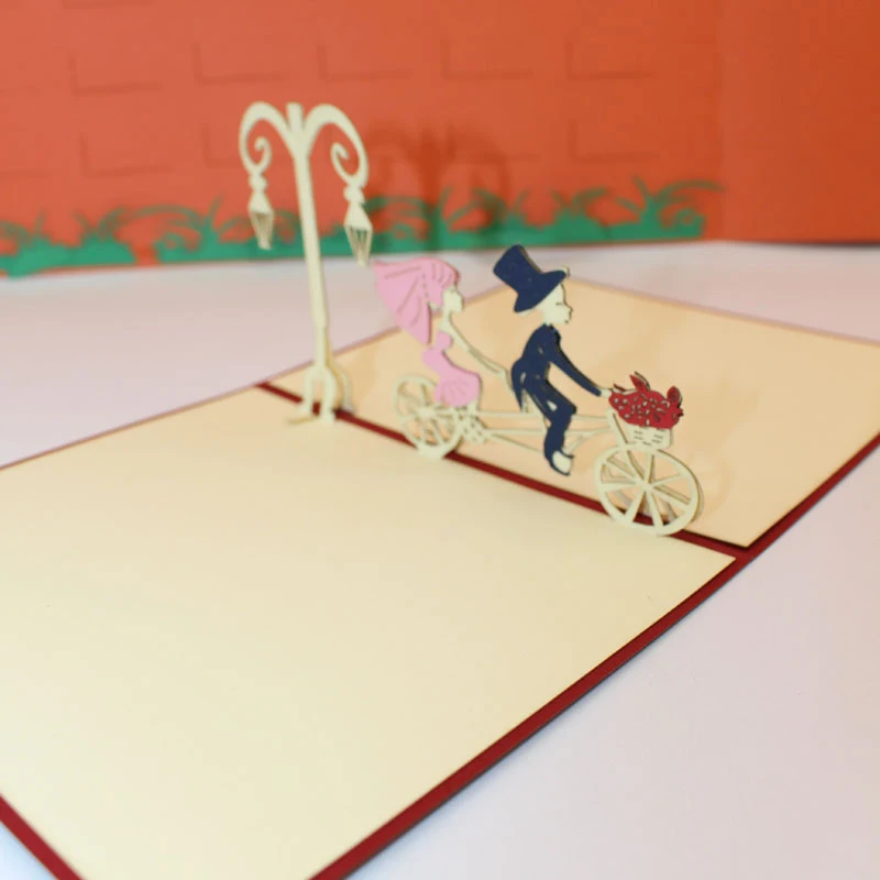  3D Laser Cut Handmade Romantic Riding Newlyweds Paper Invitation Greeting Cards PostCard Wedding En - 32889832690