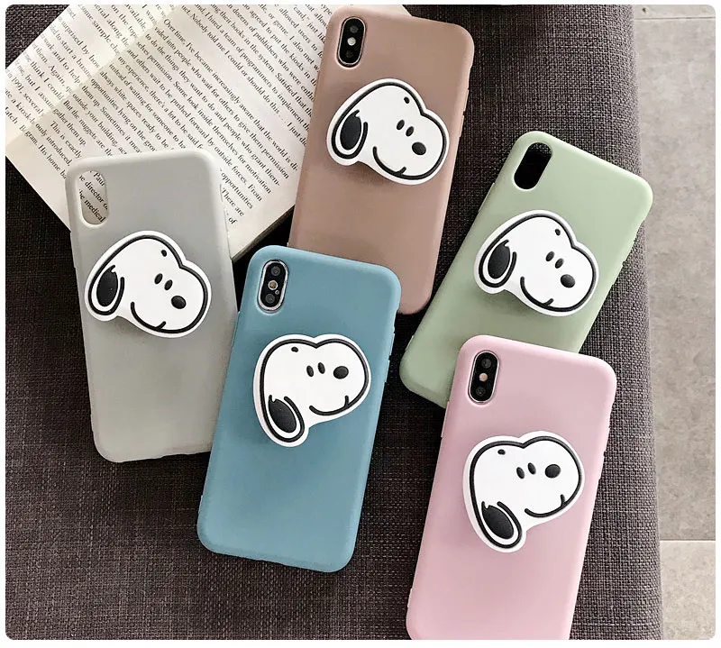 

3D Dog cartoon Phone Cases For iphone 11 pro XS MAX matte soft silicone case For iphone XS XR X 6 6s 7 8plus case with kickstand