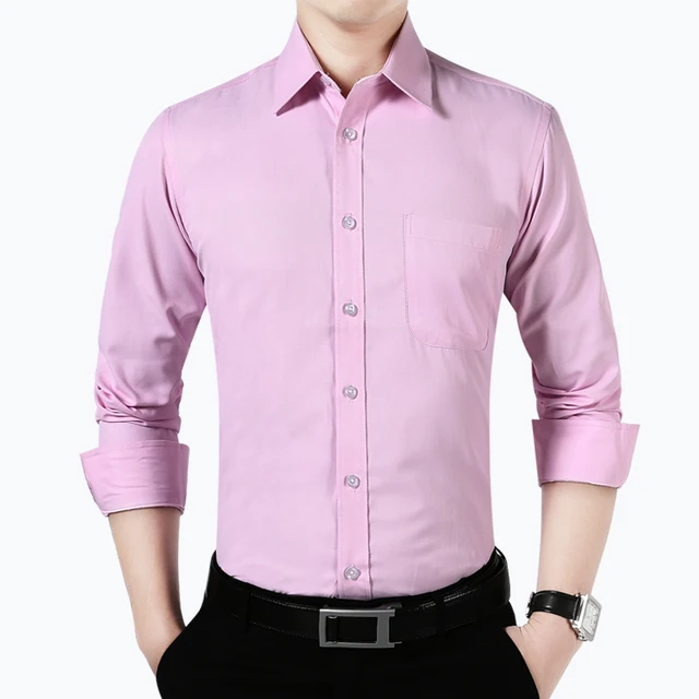 Top Quality Men's Shirt Long Sleeve Shirt Mens Solid Red Black Shirts