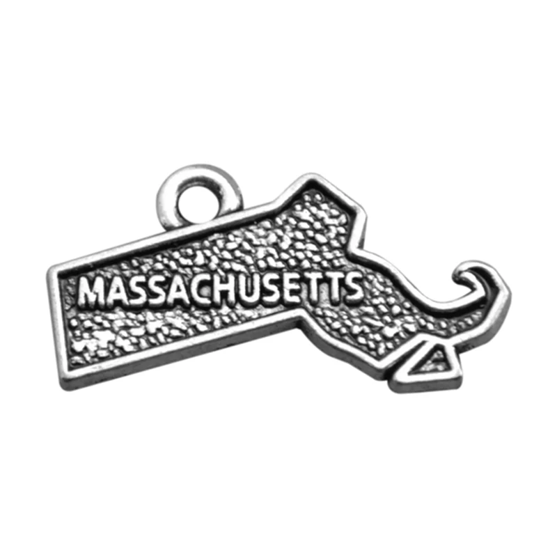 Wholesale Antique Silver Massachusetts State USA Map Dangle Charms DIY