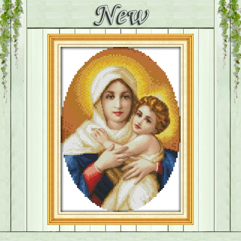 

Holy mother & his baby(5),Counted printed on Canvas DMC 11CT 14CT Cross Stitch Embroidery kit,DIY Needlework Set,Jesus painting