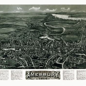 Vintage Map of Amesbury Massachusetts 1914 Essex County Poster Print (36 x 54)
