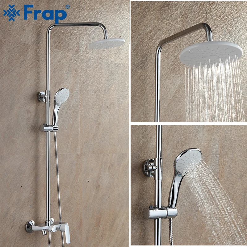 

FRAP Sanitary Ware Suite Bathroom Shower Faucet bath shower mixer taps rainfall shower head set waterfall bath tub faucet