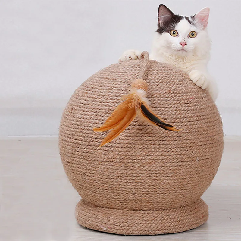 

Pet Cat Large Corrugated Sisal Claws Scratching Post Round Board Ball Toy MDJ998