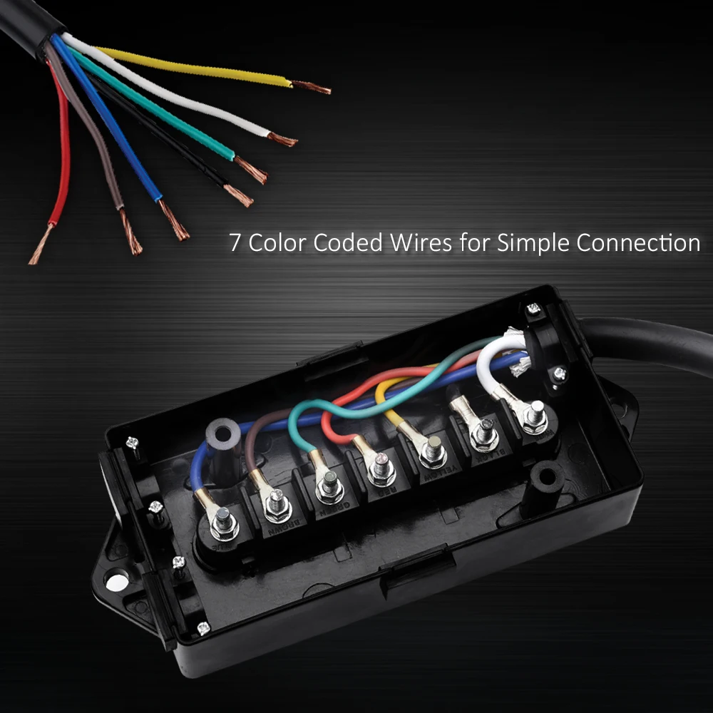 MICTUNING Boîte de jonction électrique à 7 voies pour remorque