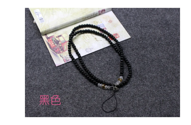 

2016 Newest Black Color Neck Pearl Crystal Lanyard Strap For ID Name Badge Key Holder 1pcs