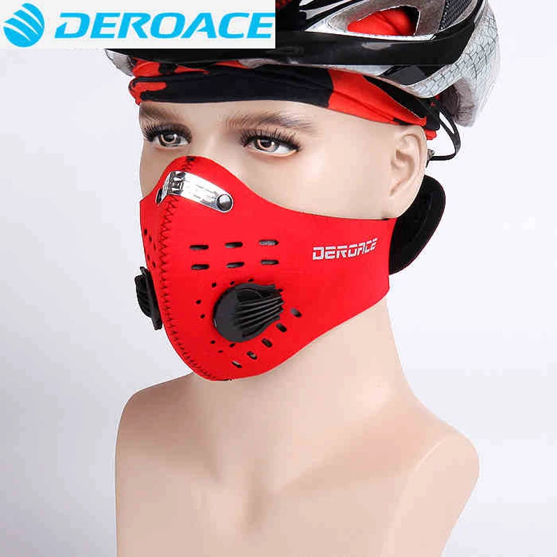 DEROACE Carbon Cycling Face Mask Anti Dust Windproof Running Cycling