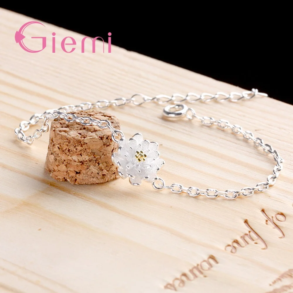 Новая мода 925, серебряные браслеты с цветками вишни и браслеты с цветком, браслеты-манжеты для женщин, браслеты-подвески на цепочке - Окраска металла: Gold