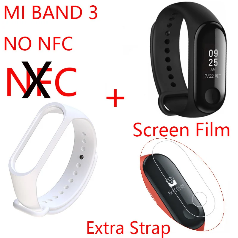 Руссина английское меню Xiaomi mi Band 3 mi Fit 3 фитнес-браслет трекер NFC 5ATM сенсорный экран для сердечного ритма монитор смарт-браслет - Цвет: band 3 NO NFC