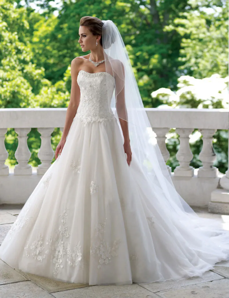 Beautiful Ball Gown Vestido de noiva Sleeveless Organza Wedding Dress 2015 Robe mariage casamento Dresses Court Train | Свадьбы и