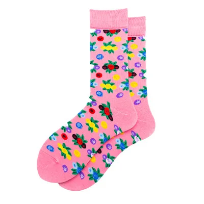 Новые женские хлопковые цветные модные повседневные носки с рисунками животных и цветов высокого качества, 5 пар - Цвет: Розовый