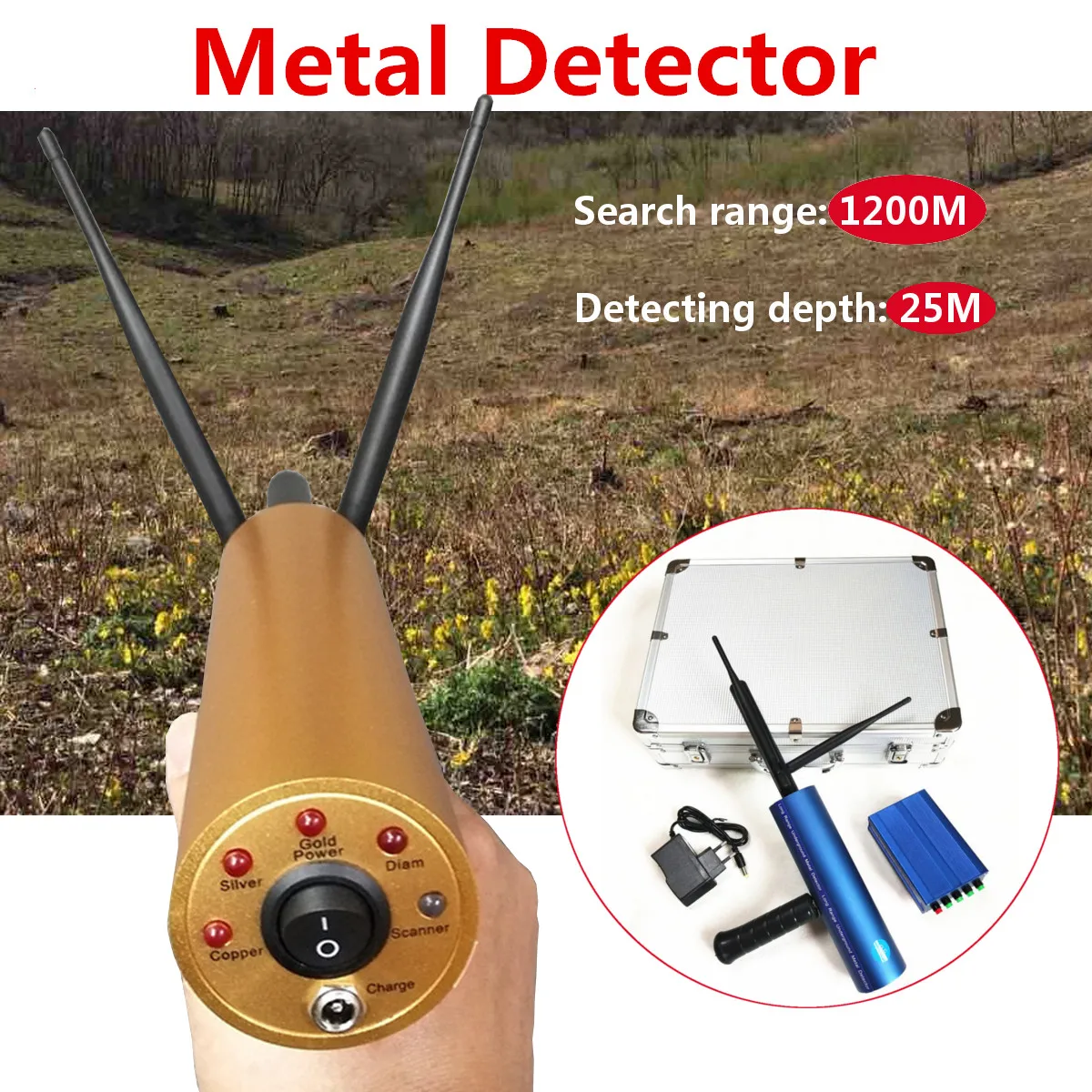 

Professtional Underground Gold Metal Detector 1200M Long Range Search Treasure Finder Scanner Tracker Metal Circuit Detector