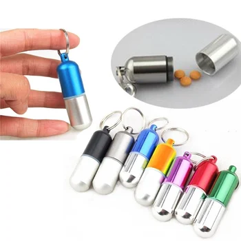 

1000Pcs/Lot Waterproof Keychain Aluminum Pill Medicine Storage Box Bottle Case Container