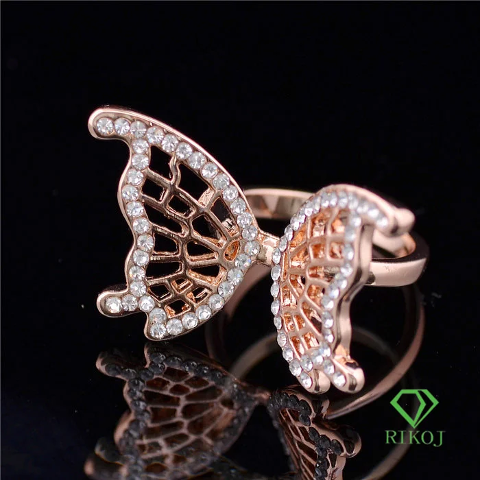 Graceful Butterfly Design Jewellery rose 18k gold plating Austrian crystal butterfly ring | Украшения и аксессуары