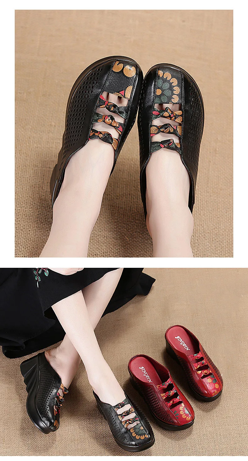 Xiuteng/Босоножки на платформе 6 см; женская обувь на плоской танкетке; женская обувь из натуральной кожи; летние женские шлепанцы; zapatos mujer