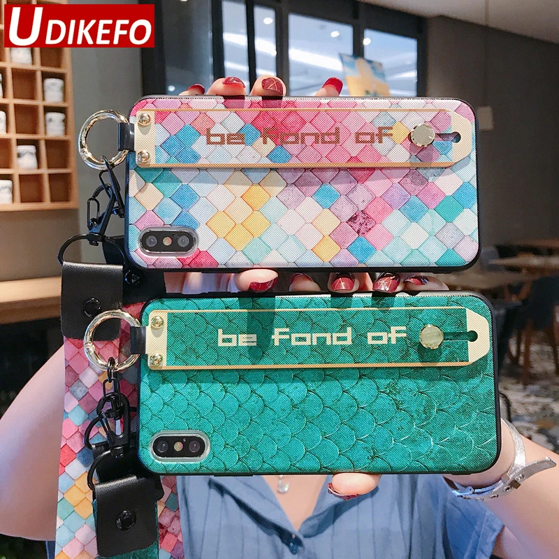 Чехол на запястье UDKEFO для Iphone 8 7 6 6S Plus Жесткий из поликарбоната с ремешком шее X XR XS