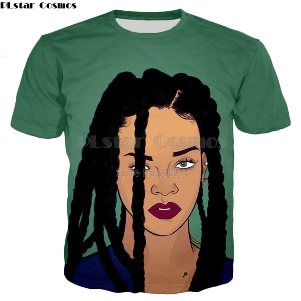 

PLstar Cosmos Mens Womens Fashion t-shirt Bad Gal Rihanna Anime Printed T shirts summer New style Harajuku Tee shirts