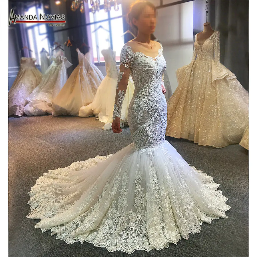 2022 Designer Mermaid Wedding Dress Amanda Novias Real Work Full Beading Bridal Make Up | Свадьбы и торжества