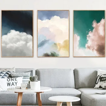 

Nordic Modern Style Colorful Cloud Posters Blue Sky Home Decor Minimalism Canvas Painting Print Wall Picture for Living Room
