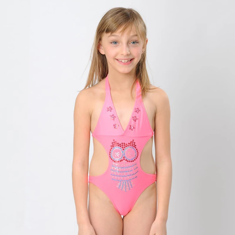 2015 Fashion Girls Sequins Owl Swimwear Biquini Infantil Bathing Suit For Kids Girls Baby Girls
