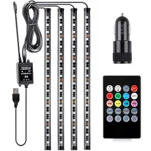 Автомобильный Светодиодные ленты света с помощью приложения Управление, govee 36/48/72 светодиодный автомобиль Подсветка салона музыка активация звуком многоцветные под приборной панели Lighti