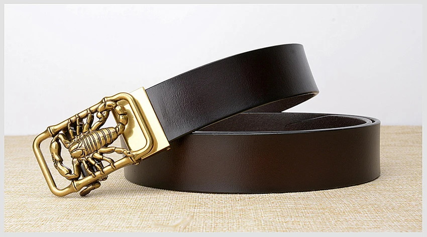 Factory Direct Brand Designer Belt Men High Quality Real Leather Belts Strap Male Retro Scorpion Automatic Buckle Belt for Men
