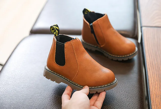 2019 New Autumn Children Shoes PU Leather Waterproof Leather Boots Warm Kids Snow Boots Girls Boys Rubber Boots Fashion Sneakers 20 19