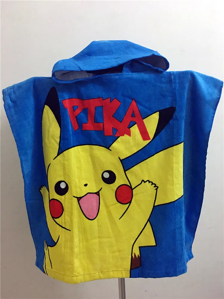 

115*50cm Pirate Printed Pattern Cartoon Pikachu/Pokemon Kid's Bath Towel Hooded Towel Cartoon Cloak Beach Towels for Children