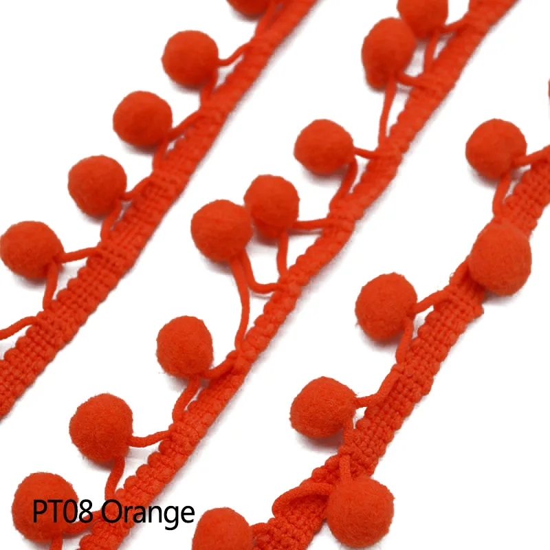 5 ярдов Швейные аксессуары помпон отделка помпон с помпоном-кисточкой тесьма кисточка шар лента с бахромой кружевная ткань DIY Материал рукоделие - Цвет: PT08 Orange