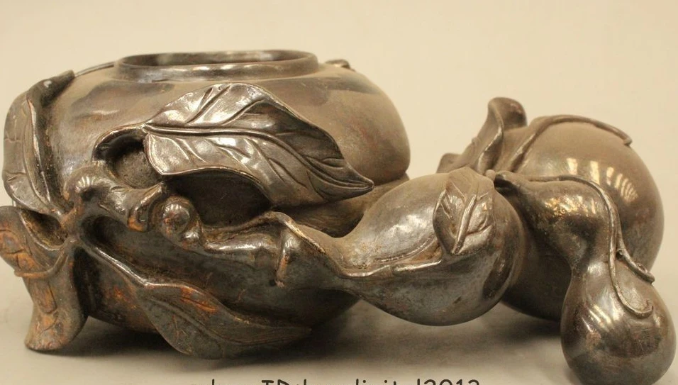 

Marked China Chinese Folk Old Pure Bronze cucurbit calabash Pot Vase Statue