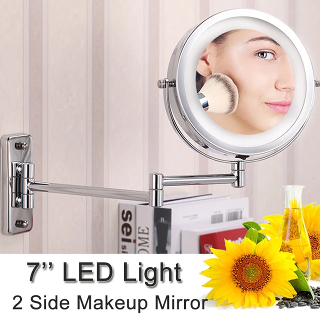 7 Inch Double Side Makeup Mirror With Led Light 1 Bathroom Folding 7 Inch Double Side Makeup Mirror With Led Light 1 Bathroom Folding Mirrors Extension