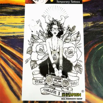 

SHNAPIGN Female punk Temporary Tattoo Body Art, 12*20cm Flash Tattoo Stickers, Waterproof Fake Tatoo Henna Tatto Wall Sticker