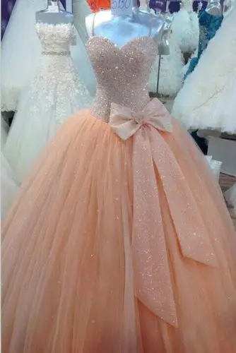 Лучшие продажи специальный платья блестками сшитое пышное платье формальные торжества мяч свадебное платье