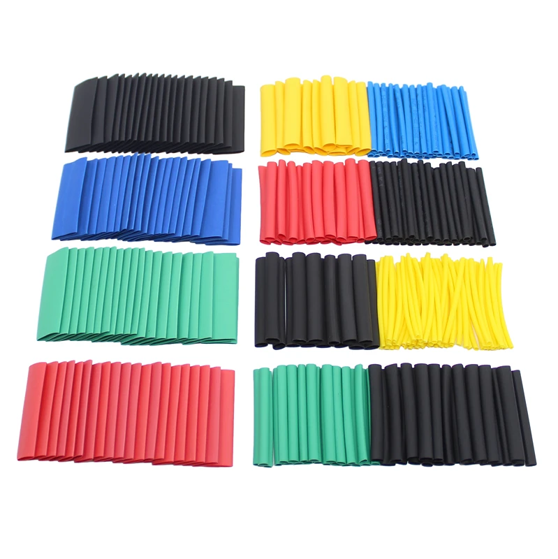 

70/127/328/164/530Pcs Assorted Polyolefin Heat Shrink Tubing Tube Cable Sleeves Wrap Wire Set 8 Size Multicolor/Black