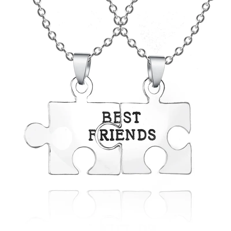 

2017 Fashion Jewelry Best Friends Chains Friendship Necklace Big Puzzle Power Wholesale Gift Maxi Necklace Women