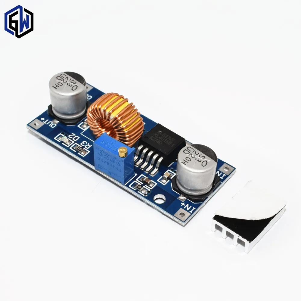

50PCS 5A XL4015 DC-DC 4-38V to 1.25-36V 24V 12V 9V 5V Step Down Adjustable Power Supply Module With Heat Sink