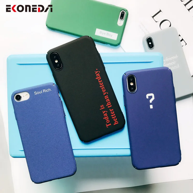 

EKONEDA Plastic Case For iPhone X Case Hard Plain Simple Words Patterned For iPhone 7 Plus 8 Plus XR XS Max 6 Plus 6S Case