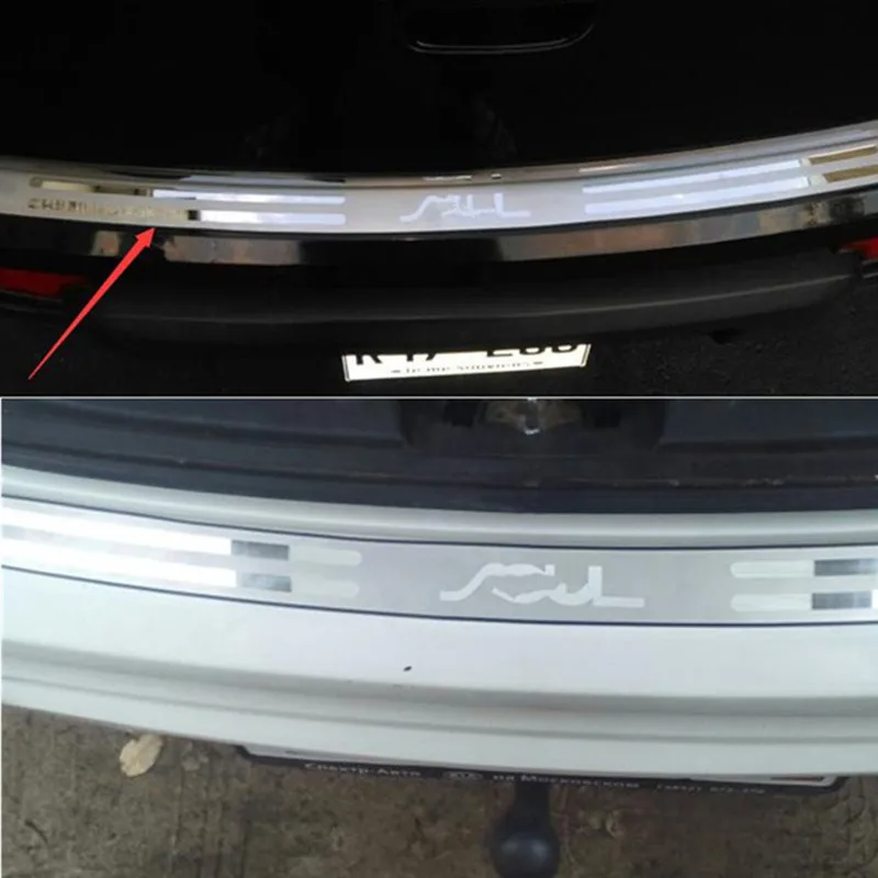 

Car styling FOR 2008 2009 2010 2011 2012 2013 KIA SOUL REAR BUMPER PROTECTOR STEP PANEL COVER BOOT SILL PLATE TRUNK ACCESSORIES