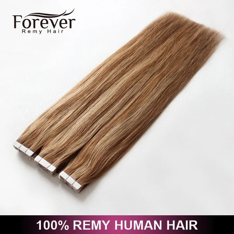 Навсегда лента для волос в 100% реальные Реми кожи прядь прямых волос 20 штук наращивание волос 40g Ombre Цвет T6/16 лента для волос 16 "18" 20"
