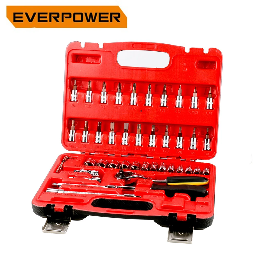 EVERPOWER 46 шт. шестигранного ключа Набор 1/4 дюйма (6 3 мм) диск С Храповым Механизмом
