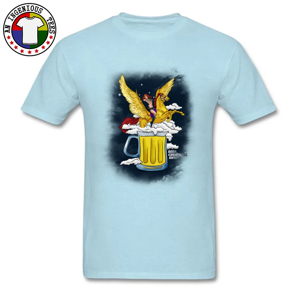 Beer Greatness Awaits Casual Tops Shirts Short Sleeve for Men Pure Cotton Summer Crew Neck T Shirts Custom Tees Fashionable Beer Greatness Awaits light