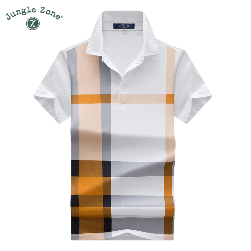 

2018 thin models Men's plaid hit color print POLO Shirt men's short-sleeved lapel polo shirt brand Men polos casual poloshirts