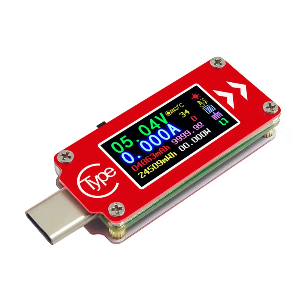 Type-C Color LCD USB Voltmeter Ammeter Voltage Current Meter Detector Multimeter Battery PD Charge Power Bank USB Tester