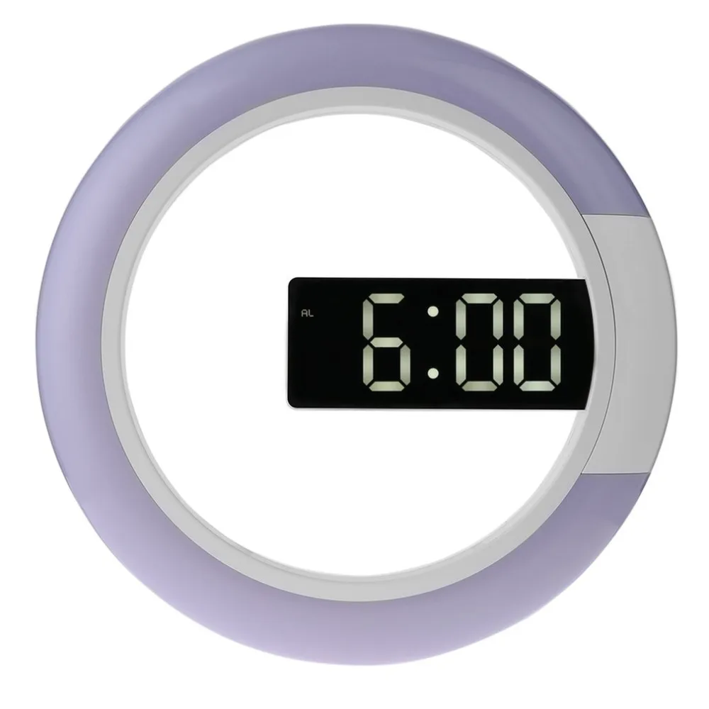

Round Digital Clock Multifunction Mirror LED Alarm Clock Snooze Temperature Night Light Changing Despertador Table Desk Clock