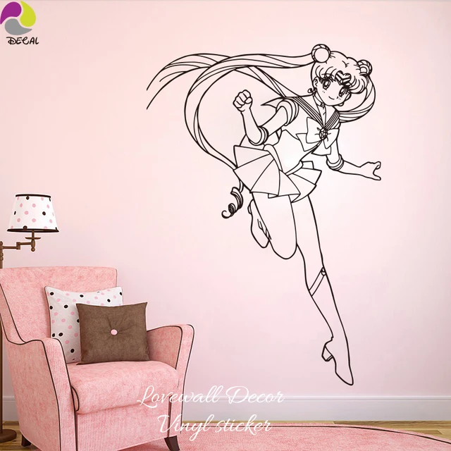 cartoon sail moon girl wall sticker baby nursery girl bedroom