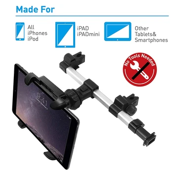 

Tablet support 360 Degree Rotation Universal Aluminum Alloy Car Back Seat Mount Stand Holder double headrest flatFor Tablet Car