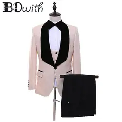 3 предмета в комплекте (куртка + жилет брюки для девочек) для мужчин Свадебный костюм шаль воротник одна кнопка костюм для шампанского